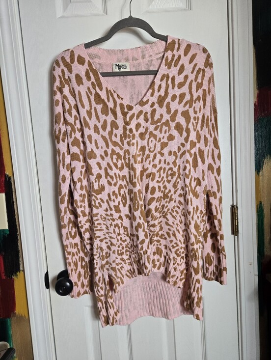 Show Me Your MuMu Sweaters - Show Me Your Mumu XS Pink Leopard Cliffside Fall Sweater
